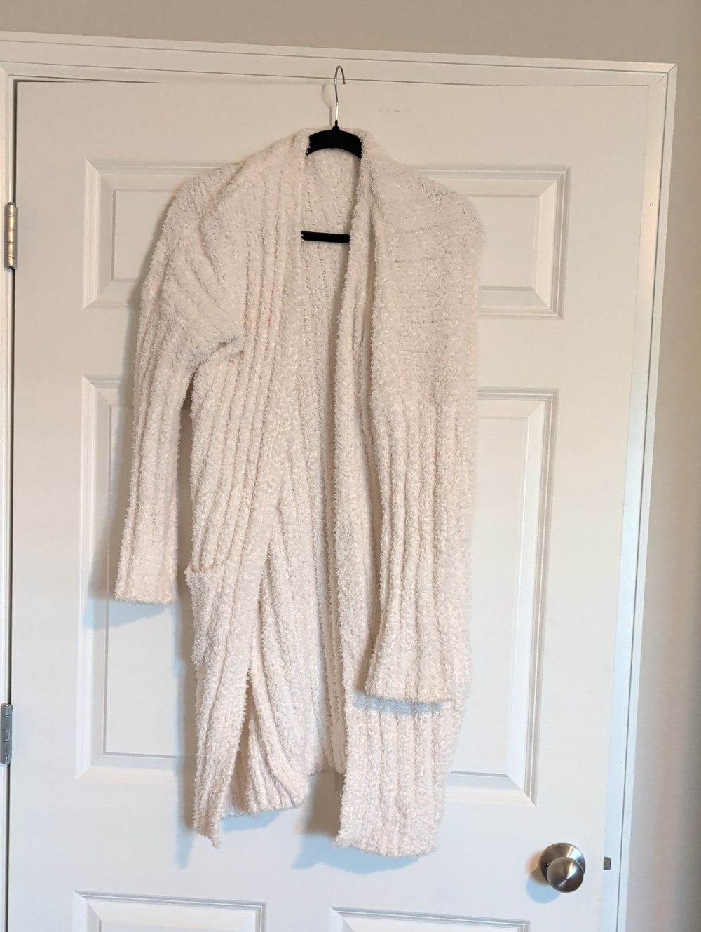 Pink Republic Cream Open-Front Plush Women's Cardigan